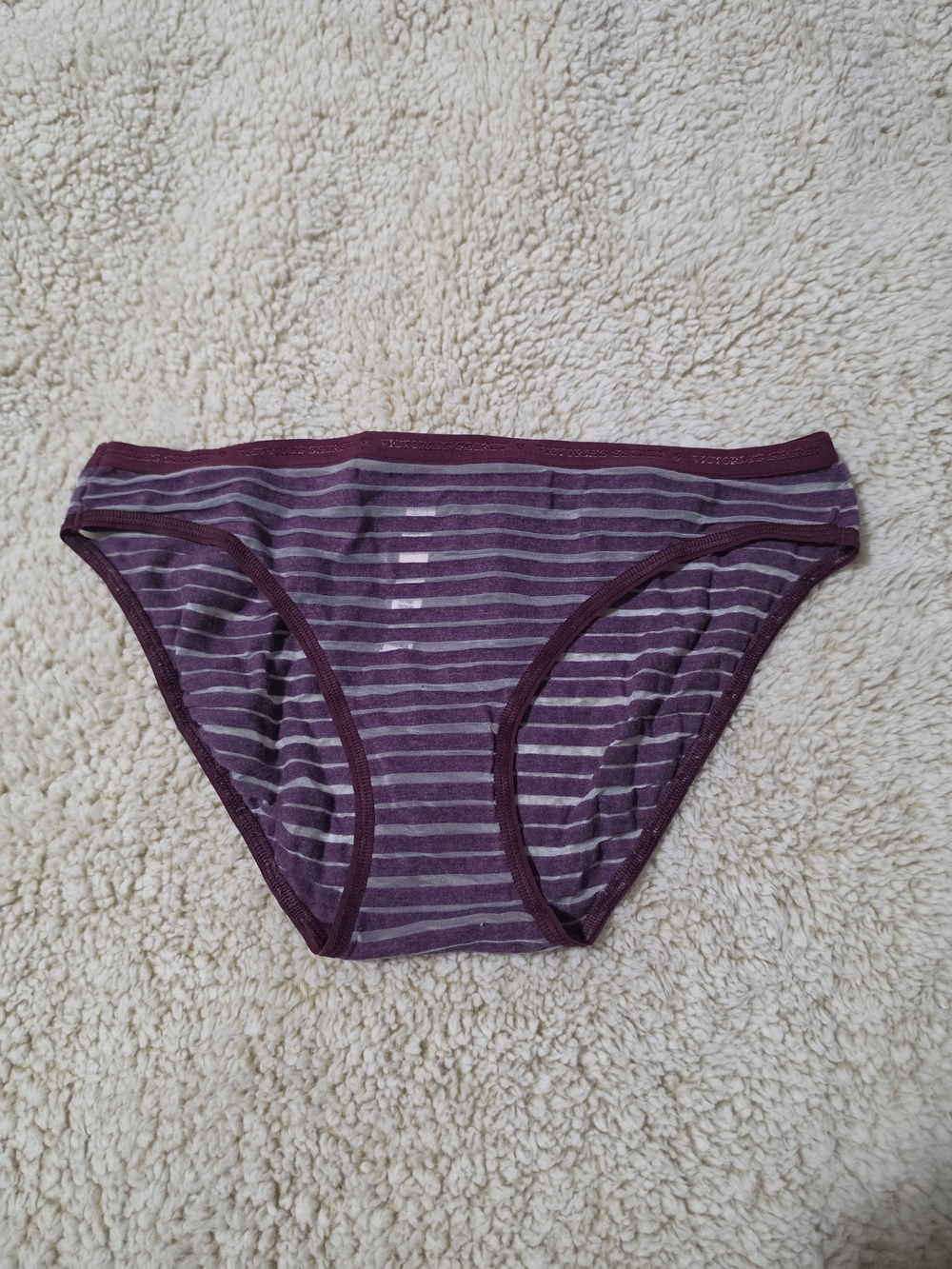 Victoria's Secret Girls' Purple Striped Bikini Briefs — Plum & Light Stripe